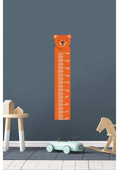 Sevimli Hayvan Ayı Temalı Boy Ölçer Duvar Sticker