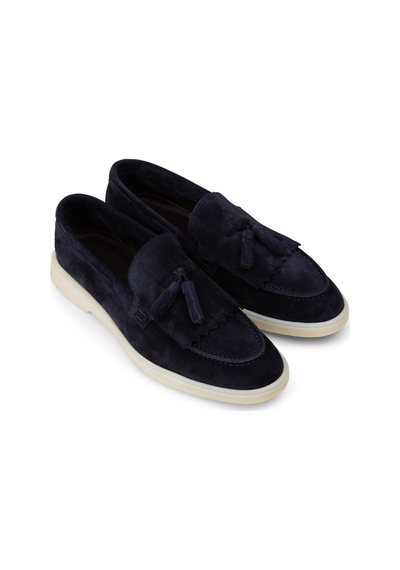 Deery Erkek Hakiki Süet Lacivert Püsküllü Loafer - 02030mlcvc01