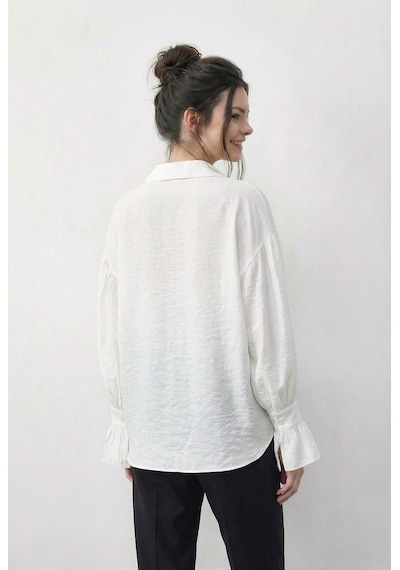 Shade Kadın Fırfır Manşet Detaylı Oversize Gömlek 533 60286029 - Beyaz