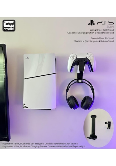 Playstation 5 Slim Duvar Standı Ve Şarj İstasyonu Standı Gaming Aksesuar