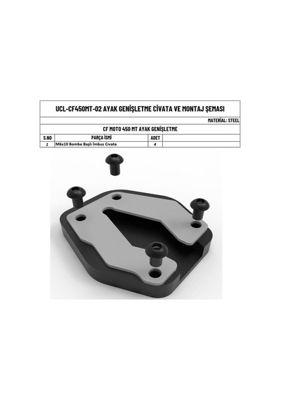 Moto Üçel Cfmoto 450 Mt Uyumlu Ayak Genişletme