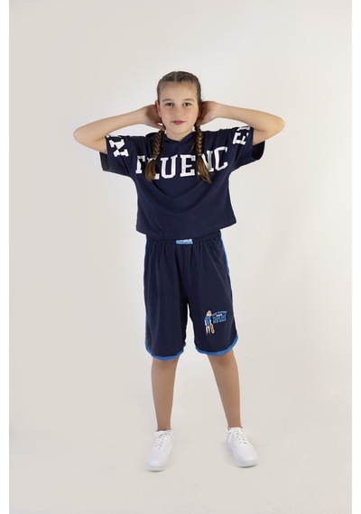 Harika Kids Kız Çocuk Kapşonlu Şortlu Alt-üst Takım-10-13 Yaş 001