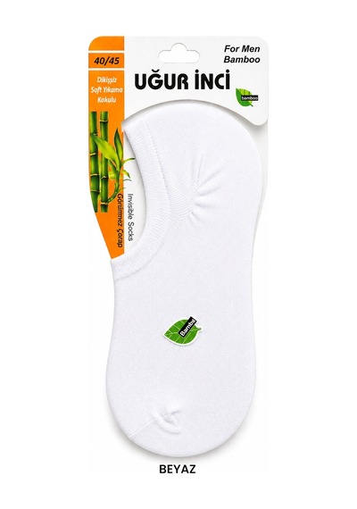 Uğur İnci Erkek Bambu Babet Çorap Dikişsiz Yumuşak 3'lü Paket Beyaz