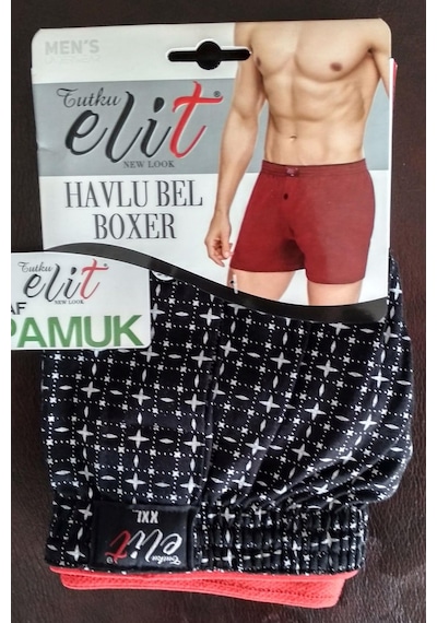 Tutku Elit Erkek Havlu Bel Desenli Boxer 1102 - 9 Adet 001