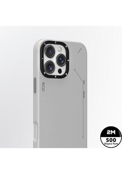 Apple Uyumlu iPhone 15 Pro Kılıf Magsafe Özellikli Basit Mat Deri Desenli Youngkit Tech Fashion Serisi Kapak Gri Gri