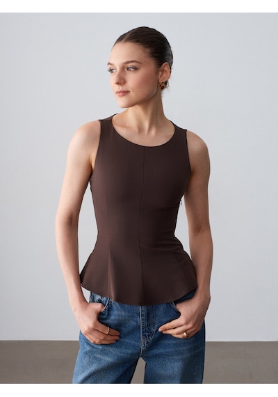 Dilvin 50544 Korse Peplum Bluz-kahve