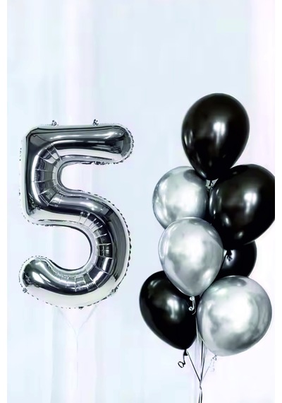 Rakam Folyo Balon Gümüş 102cm 40inç 5