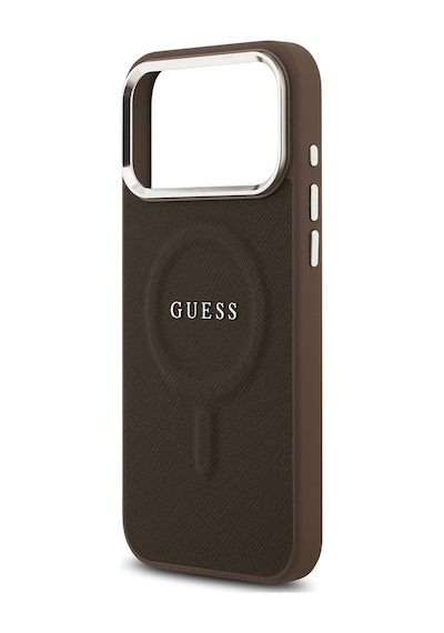 Apple Uyumlu iPhone 17 Pro Max Kılıf Guess Lisanslı M-safeli Klasik Yazı Logolu Pu Deri Kapak Kahverengi Kahverengi