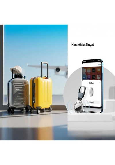 Buff Tagsafe Hooksteel Taşınabilir Anahtarlık Darbeye Dayanıklı Metal Askılı Airtag Kılıf Gümüş
