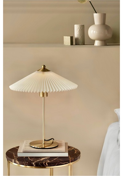 Exlusive Collection Krem Şapka Tasarım Madame Fico Abajur Eskitme Gold Sarı Gold