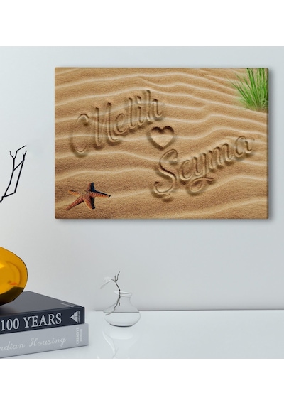 Bk Gift Kişiye Özel Aşkını Kumsala Yazdım Kanvas Tablo-1 20x30 , Sevgiliye Hediye, Doğum Günü Hediyesi Kobitmeyencom32706 Bk Gift