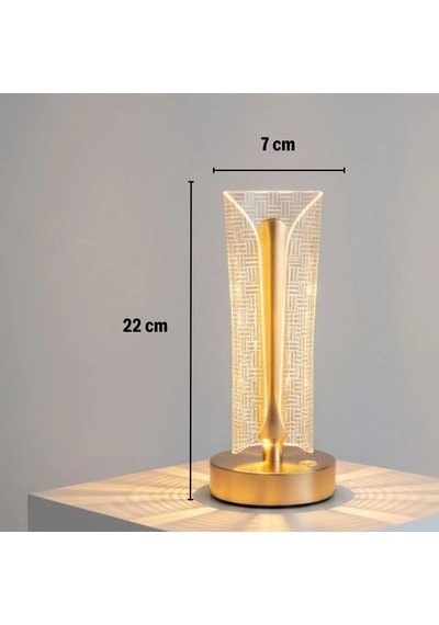 Buffer İki Yandan Kavisli Silindirik Çizgi Model Kristal Led Masa Lambası Dokunmatik, 3 Renk Işık Çok Renkli