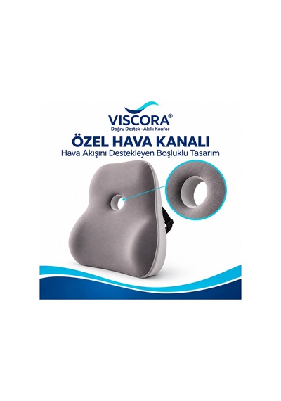 Vıscora Premium Ortopedik Sırt Destek Minderi Hava Kanallı%100 Visco Bel Desteği Çok Renkli
