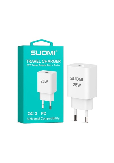 Ayrex Suomı 25w Type-c Hızlı Şarj Adaptörü, Pd Power Delivery, Tek Çıkışlı Usb-c Port, Beyaz, Kompakt Duvar Ş