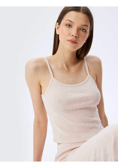 Koton Pamuklu Örme Crop Askılı Pijama Üstü Lila 5wlk90050mk Lila LILA