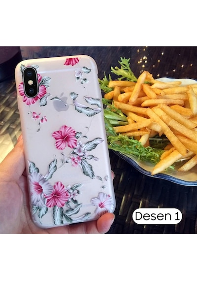 iPhone Uyumlu X Xs 3d Gül Desenli Premium Silikon Kılıf- 5775 Pembe