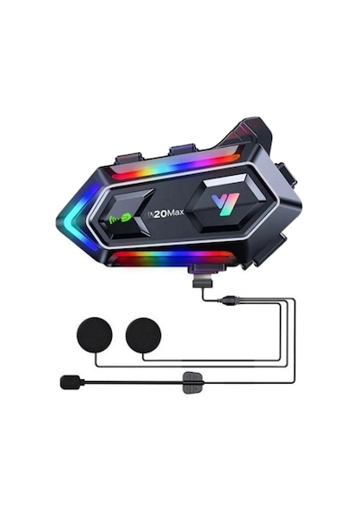 Y20 Max Telsiz Özellikli İki Kişi Bağlantılı 5.3 Motosiklet Kask Kulaklık Rgb Motorsiklet Interkom