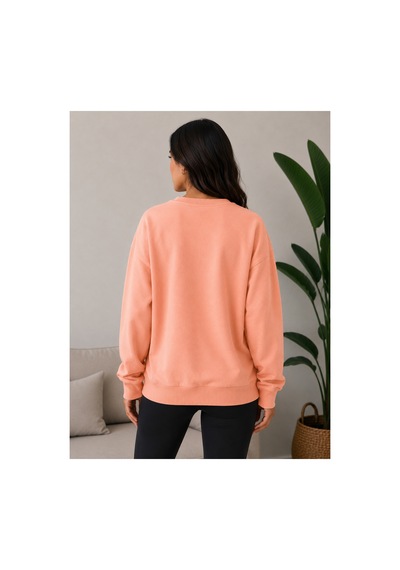 Herkesemoda Mevsimlik Bisiklet Yaka Sweatshirt Somon