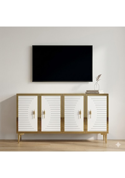 Ka1207bg Tuna Konsol Ve Tv Sehpası Beyaz-gold 120cm