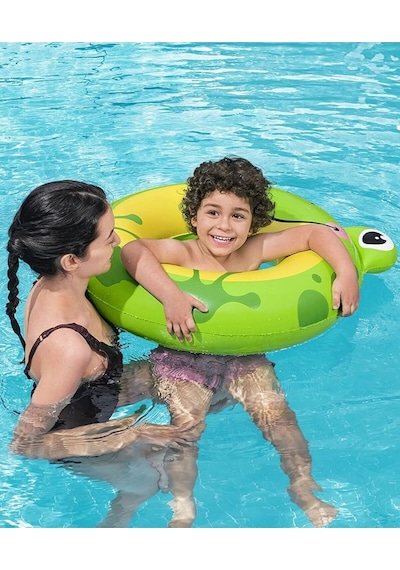 Kurbağa Figürlü Çocuk Deniz Havuz Yüzme Simidi - 80 Cm - 3 - 6 Yaş Arası 36351 Çok Renkli