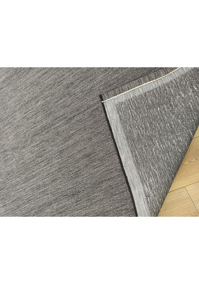 Çam Halı Sisal 9714 Gri / Siyah Bordürlü Jüt Sisal Kilim - 100x200