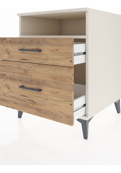 Kronos Komodin Tek Raflı 2 Çekmeceli 60x59x80 Aytaşı-çam Aytaşı