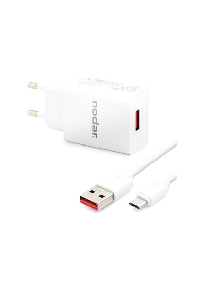 Micro Usb Hızlı Şarj Seti 12w 2.4a Usb Adaptörlü 1 M Pvc Kablolu Beyaz Nd1004 Evimdeyokyok
