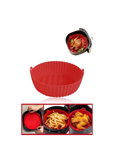 Silicolife Airfryer Pişirme Kabı, 6’lı Muffin Kek Kalıbı ve Sprey Cam Yağlık- Tüm Fritözlerle Uyumlu