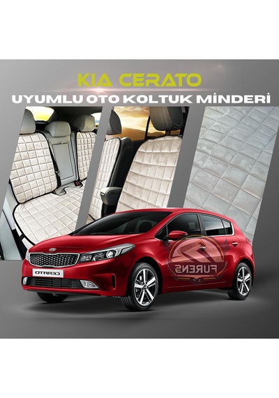 Kia Cerato Bej Renk Tay Tüyü Cepli & Terletmez Sırtlı Oto Koltuk Minder Seti - Koltuk Koruma Kılıfı Ön & Arka Tam Set
