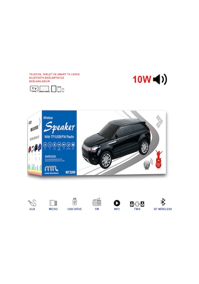 Kırmızı Şarjlı Lüks Suv Tasarımlı Usb/aux Çıkışlı Fm Radyolu Bluetooth Hoparlör Speaker