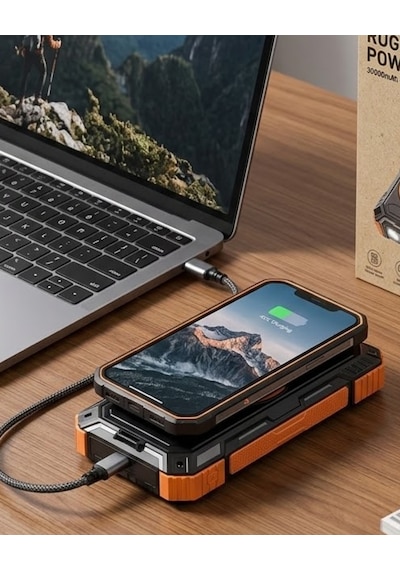 20000 Mah Powerbank Güneş Enerjili Kablosuz Şarj Hızlı Şarj Taşınabilir Batarya Kopya - Lisinya