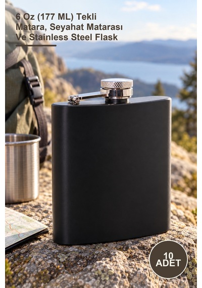 10 Adet Paslanmaz Çelik Matara 6 Oz 177 Ml Tekli Matara, Seyahat Matarası Ve Stainless Steel Flask