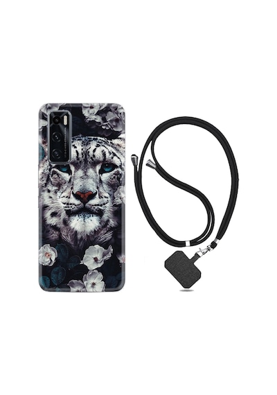 Vivo Y70 Kılıf Boyun Askılı Flowers Snow Leopard 1335