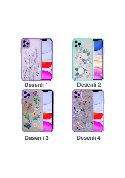 Apple iPhone Uyumlu iPhone 12 Pro Max 6.7inç Kamera Korumalı Çiçek Desenli Silikon Kılıf- 5775 Mor