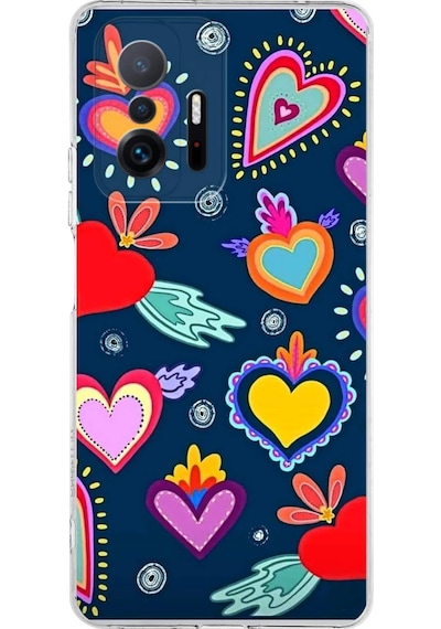 Xiaomi Mi 11t İle Uyumlu 1mm Slim Fit Retro Colors 3 Baskılı Şeffaf Kılıf Şeffaf