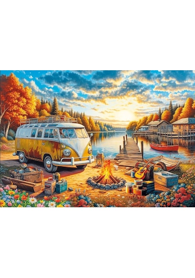 Ks Games 1000 Parça Gün Batımında Kamp Ateşi Puzzle - Serhat Filiz