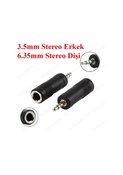 3.5Mm Stereo Erkek / 6.35Mm Stereo Dişi Ses Çevirici Adaptör