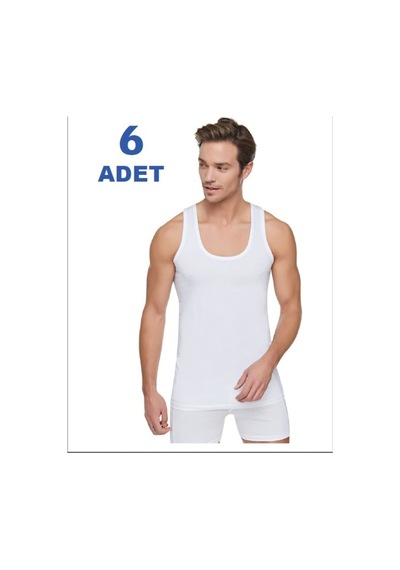 Tutku 6'lı Paket %100 Pamuklu Erkek Atlet Beyaz