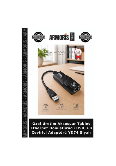 Özel Üretim Aksesuar Tablet Ethernet Dönüştürücü Usb 3.0 Çevirici Adaptörü Yd74 Siyah