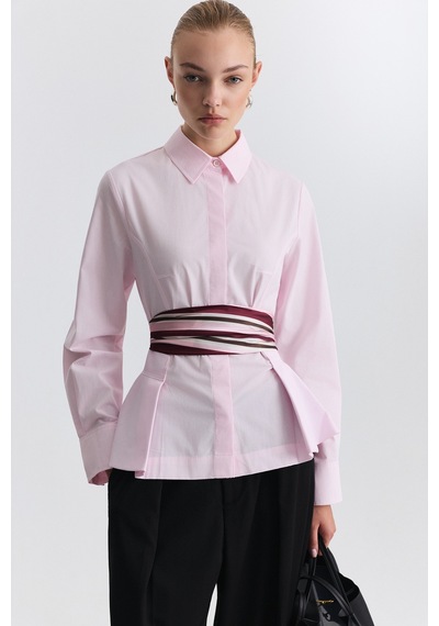Antioch Peplum Poplin Gömlek Pembe