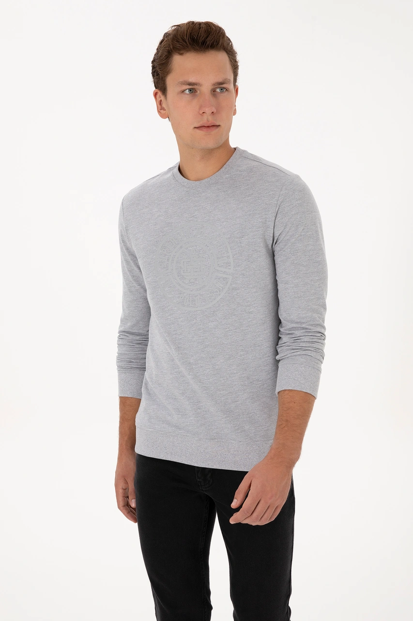U.S. Polo Assn. Erkek Regular Fit Bisiklet Yaka Gri Melanj İnce Sweatshirt 50324788-VR086 U.S. Polo Assn. Erkek Regular Fit Bisiklet Yaka Gri Melanj İnce Sweatshirt 50324788-VR086