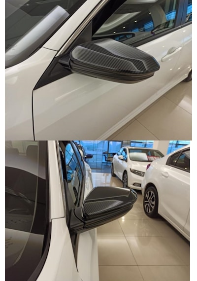 Honda Civic Fc5 Uyumlu 2016-2021 Karbon Görünüm Ayna Kapağı Düz Model Sağ-sol Takım