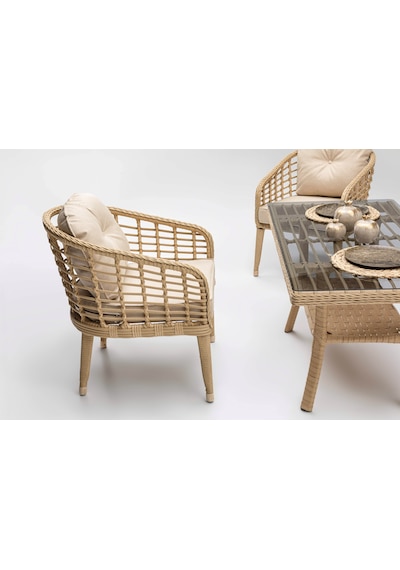 Rodos Rattan Mini 2'li Oturma Grubu Cappuccino