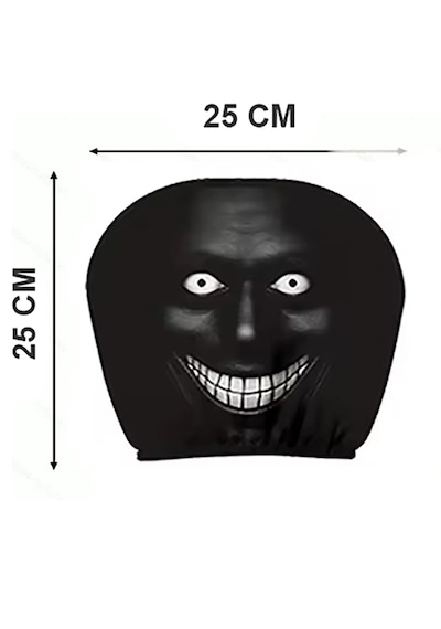 Korkunç Yüz-2 Çift Taraflı Dekoratif Oto Başlık Kılıfı/maske 2'li Siyah