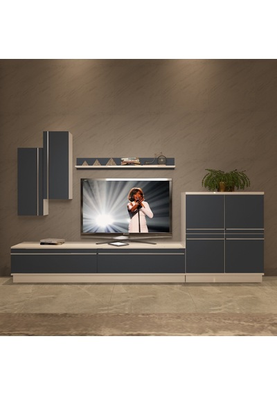 Decoraktiv Eko 6b Mdf Std Tv Ünitesi Tv Sehpası Beyaz - Antrasit