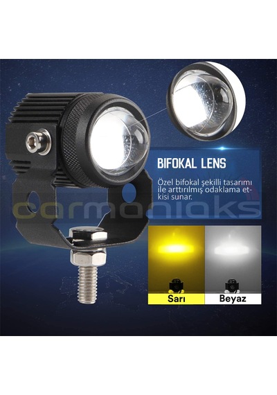 Aotrom Shooter Sis Lambası Motosiklet Led Spot Işık Beyaz-sarı