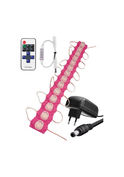 20 Adet 24 Volt 1,5 Watt Tek Lensli Pembe 3030 Smd Led Modül 12a Tek Renk Rf Dimmer 2a Priz Tipi Ada