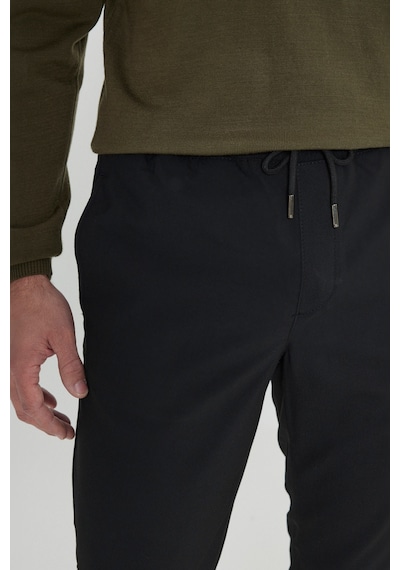 George Henry Slim Fit Dar Kesim Beli Bağlamalı Yan Cepli Jogger Pantolon Siyah