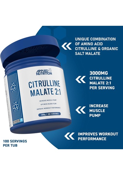 Applied Nutrition Citrulline Malate 2:1 3000mg Nitric Oxide Muscle Recovery 300 G Aromasız