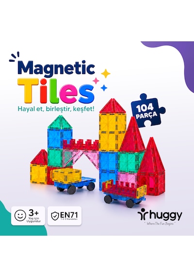 Huggy Manyetik Puzzle 64 Parça Yapı Blokları
